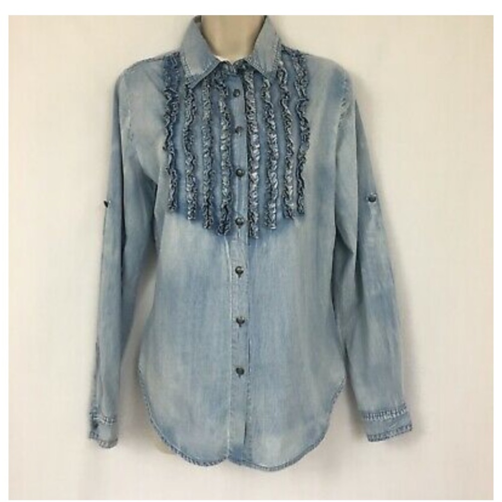 Tasha Polizzi denim western long sleeve top